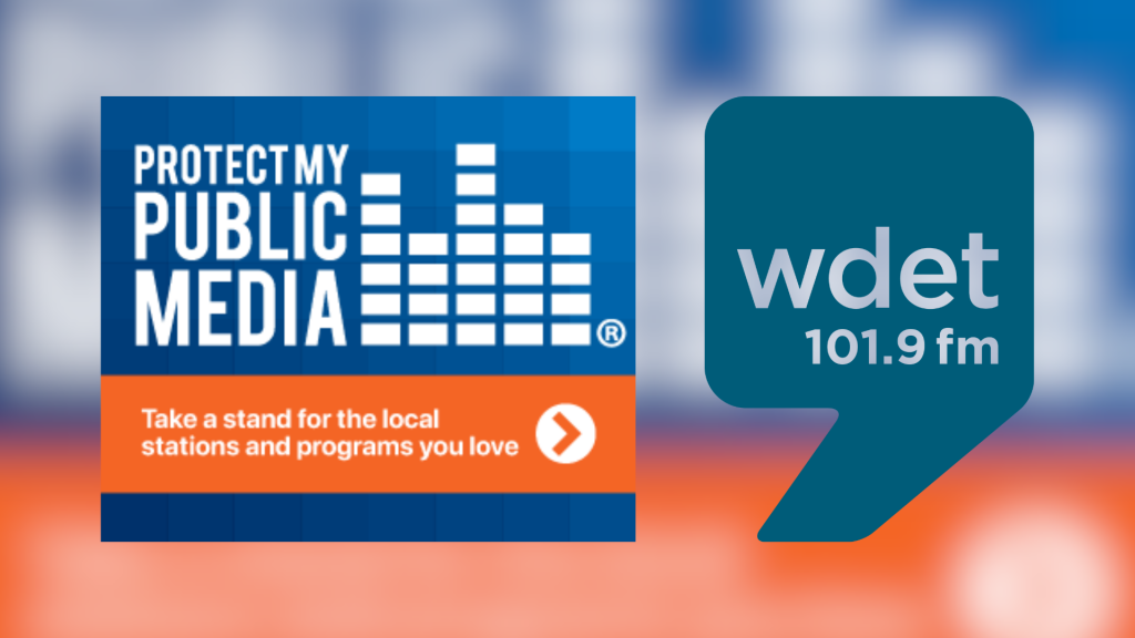 Protect My Public Media and WDET Logos